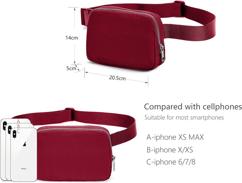 MEISEE Fanny Belt Bag Waist Pack Crossbody Bags Bum Bag for Running Hiking Travel Workout Adjustable Strap for Women-red - Image 4